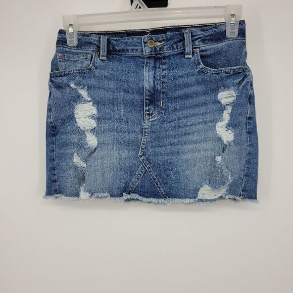 Hollister high rise distressed mini  skirt size 5 waist 27. ^ - Picture 1 of 9